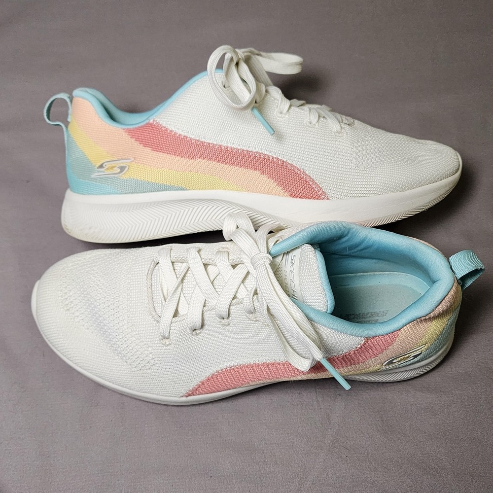 Skechers Bobs Sneakers Womens‎ 8 Rainbow Pastel Comfort Memory Foam Sneakers